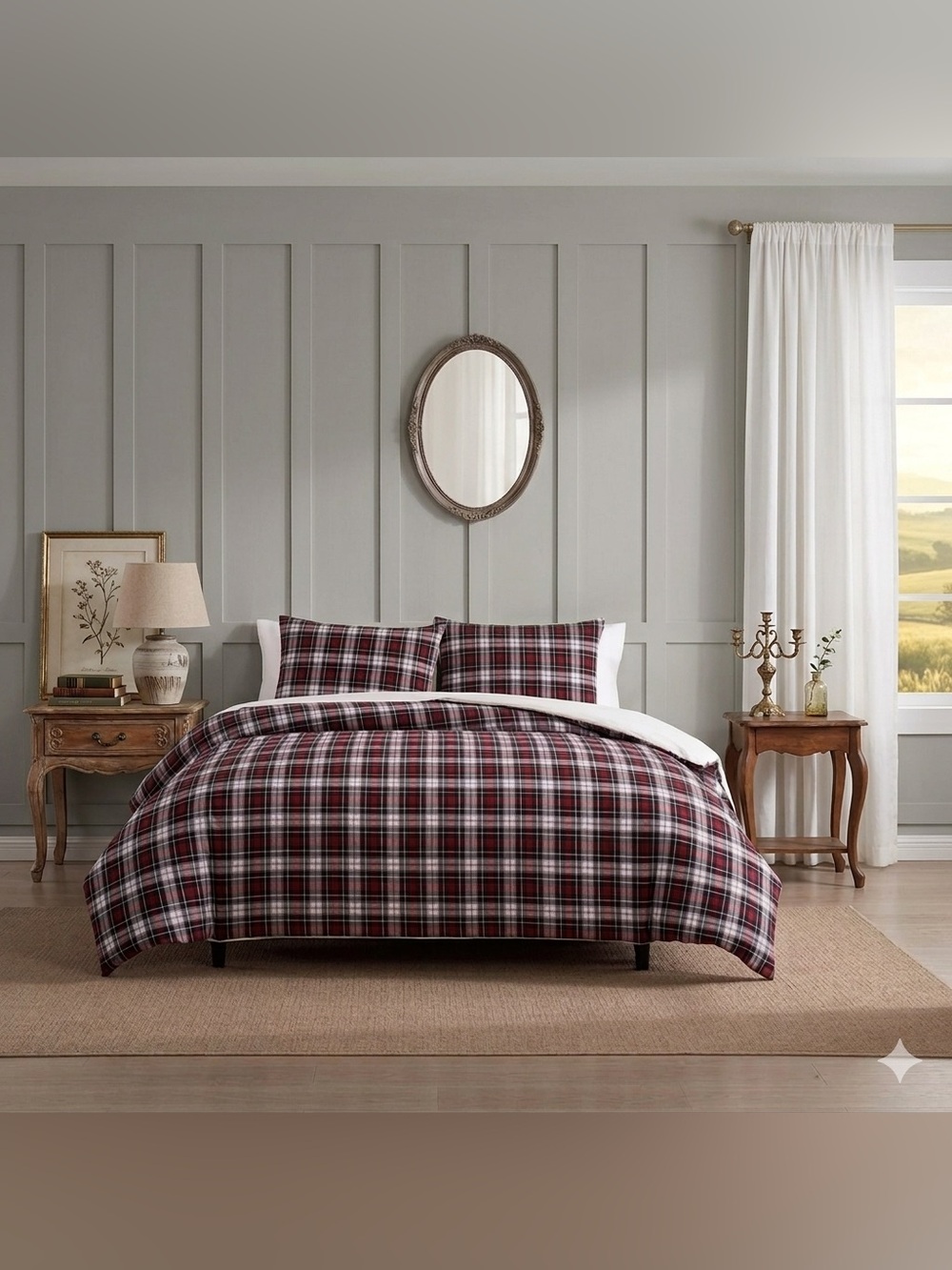 Tommy Hilfiger Classic Plaid King Comforter 3-Piece Set 100% Cotton